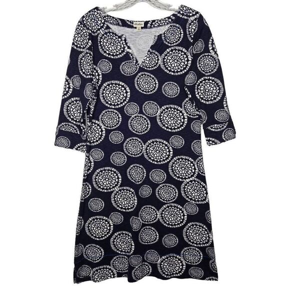 Hatley Blue Split Neckline 3/4 Sleeves Shift Dress Size Small - Picture 1 of 10